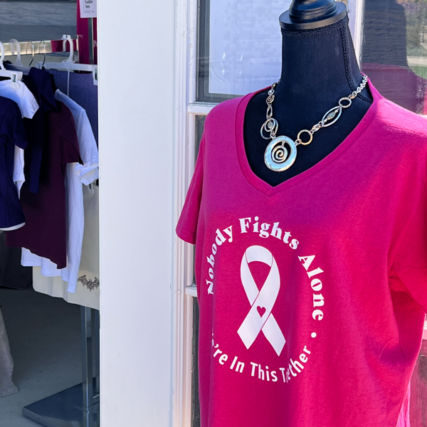 Pink Ribbon Cotton V Neck ss Tee