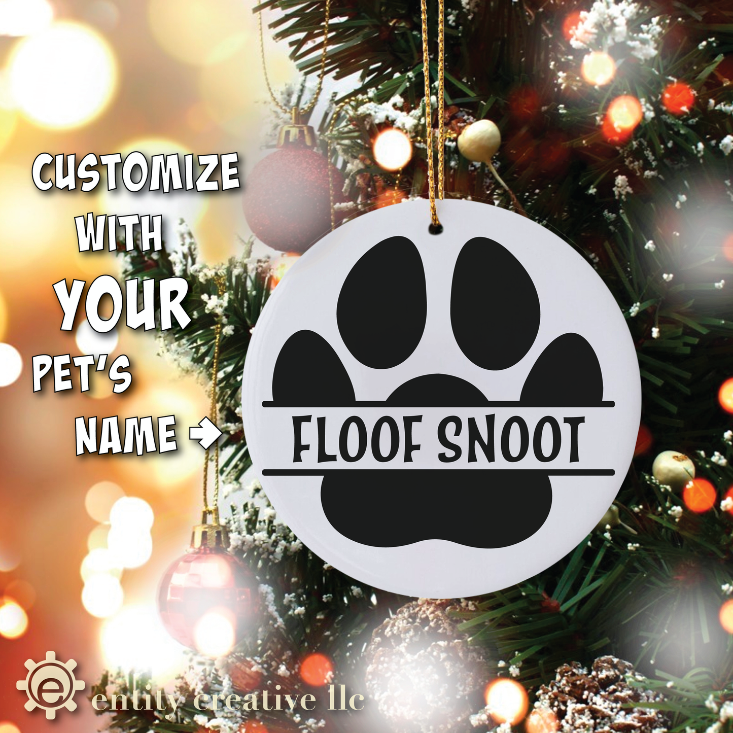 Paw Print Custom Ceramic Ornament